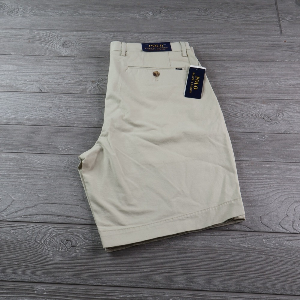 NEW Polo Ralph Lauren Men's Size 34 Stretch Classic Fit 8" Chino Shorts Beige